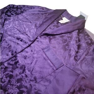 VTG 80s Amanda Stewart Satin Pajama Top M Purple EUC Boudoir Retro Glam Lounge